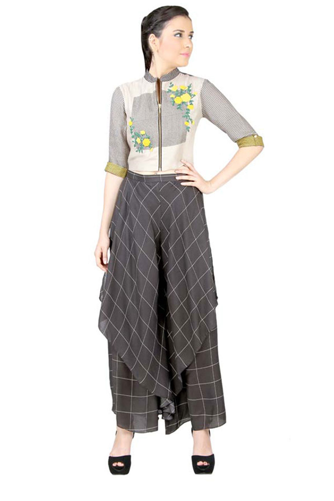 Bullion Flower Printed Pant Set