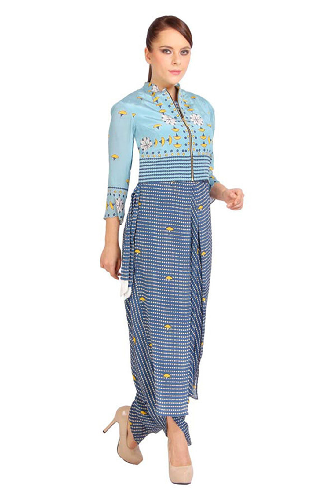 Bagru Printed Jumpsuit With Short Jacket