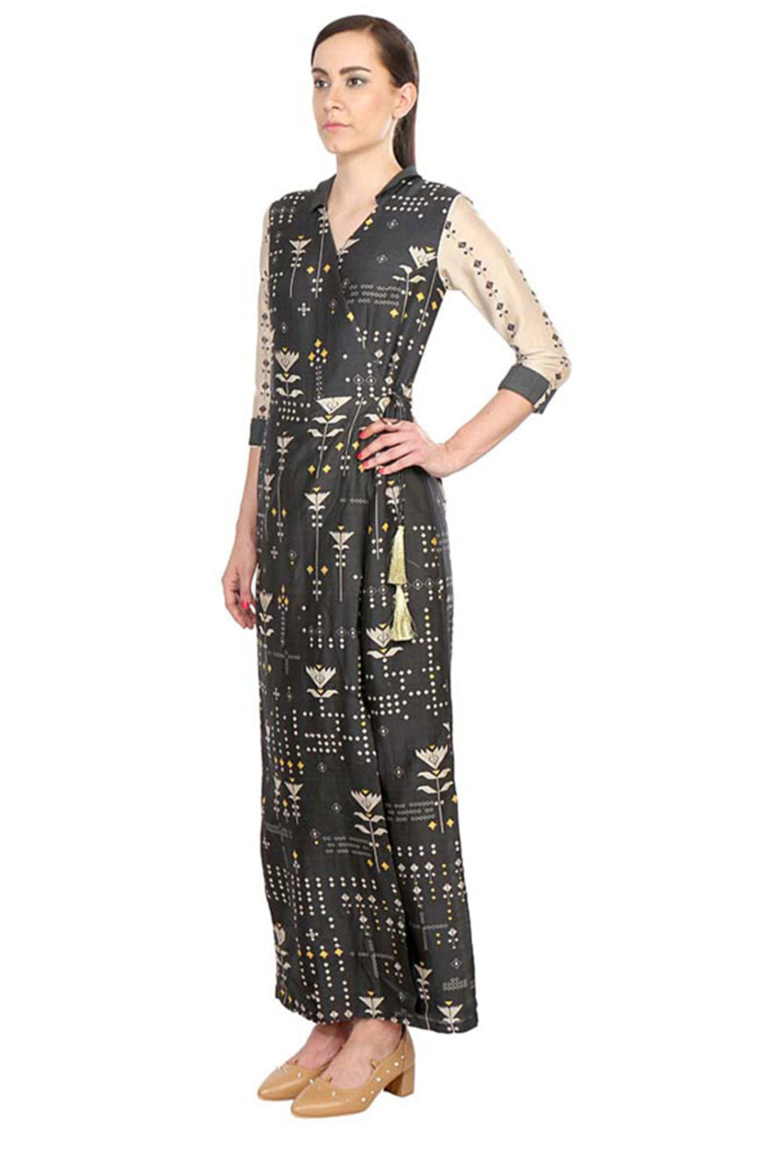 Azulejos Printed Overlap Jumpsuit