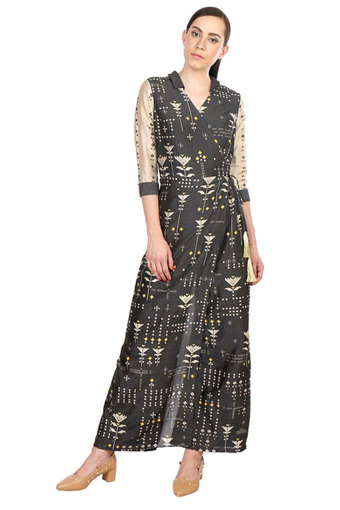 Azulejos Printed Overlap Jumpsuit