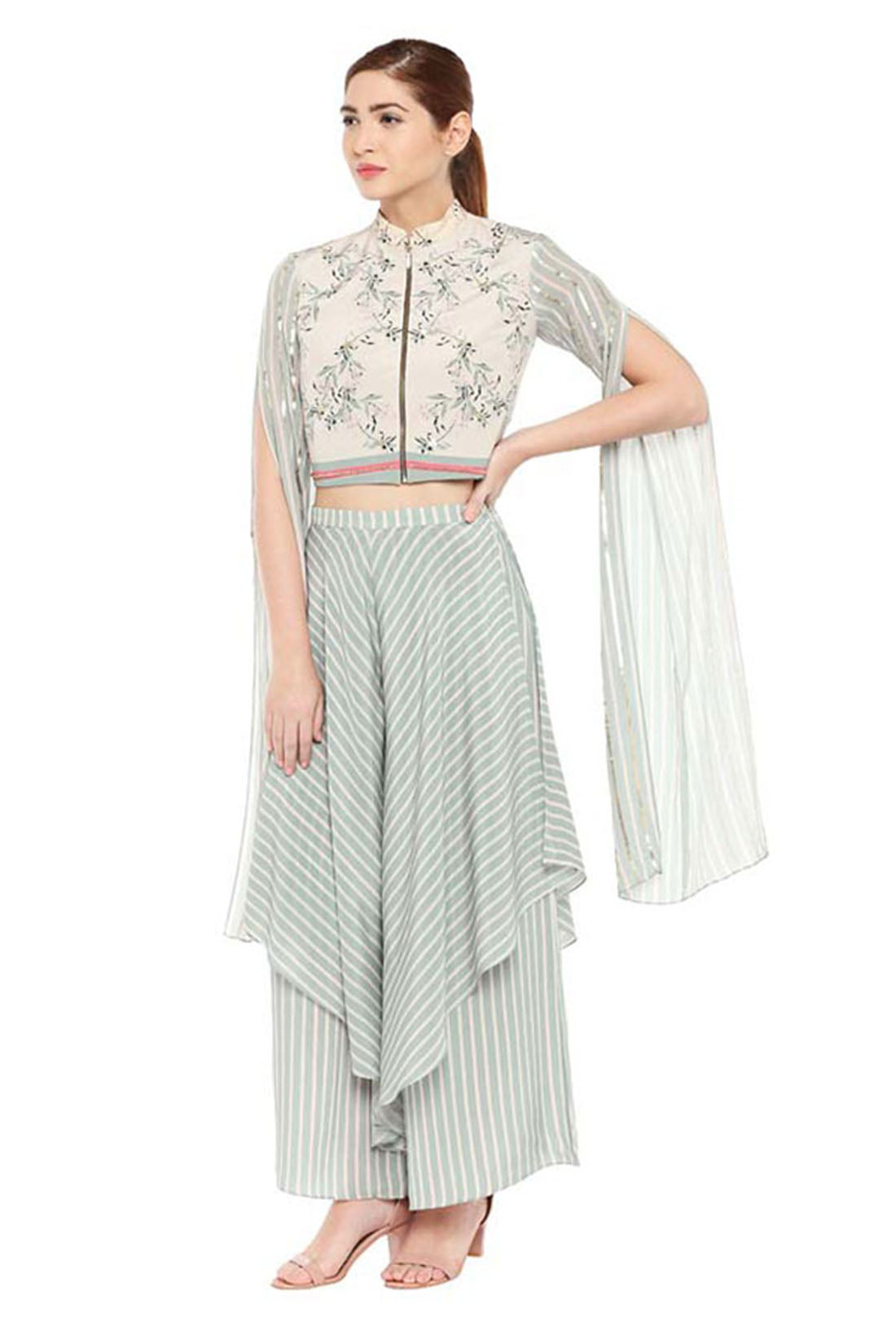 Palash Printed Crop Top With Layered Pant