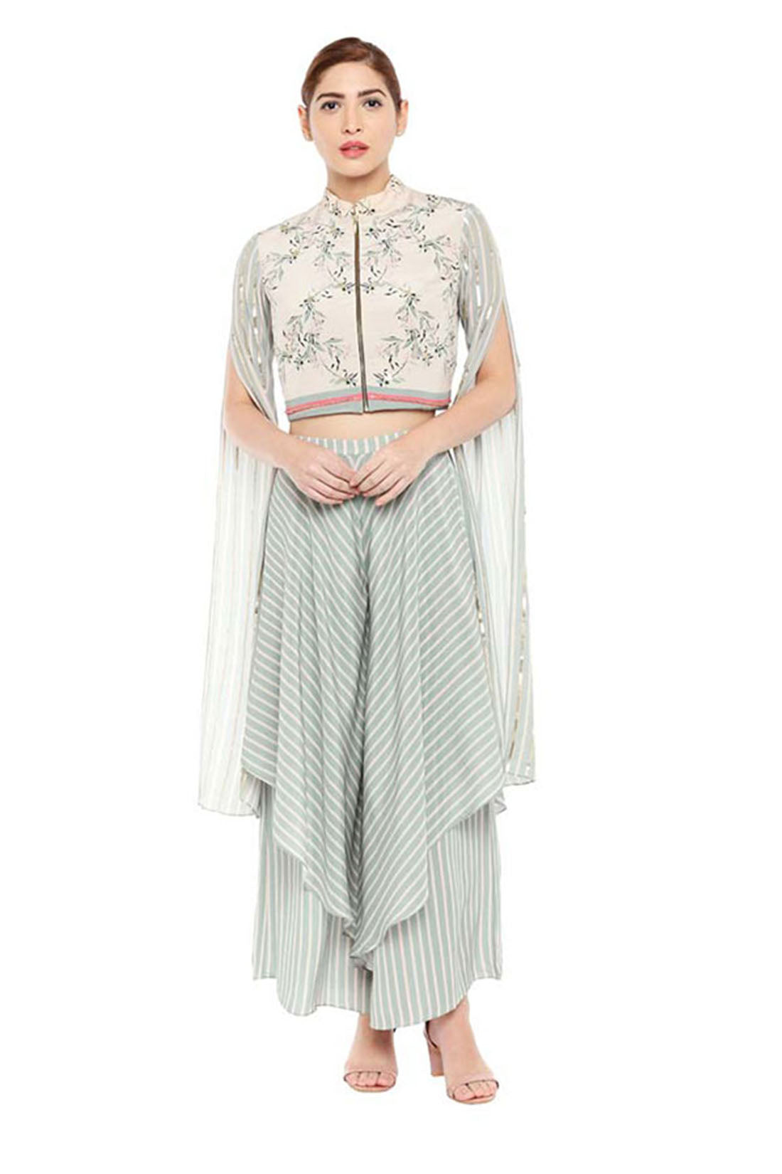 Palash Printed Crop Top With Layered Pant