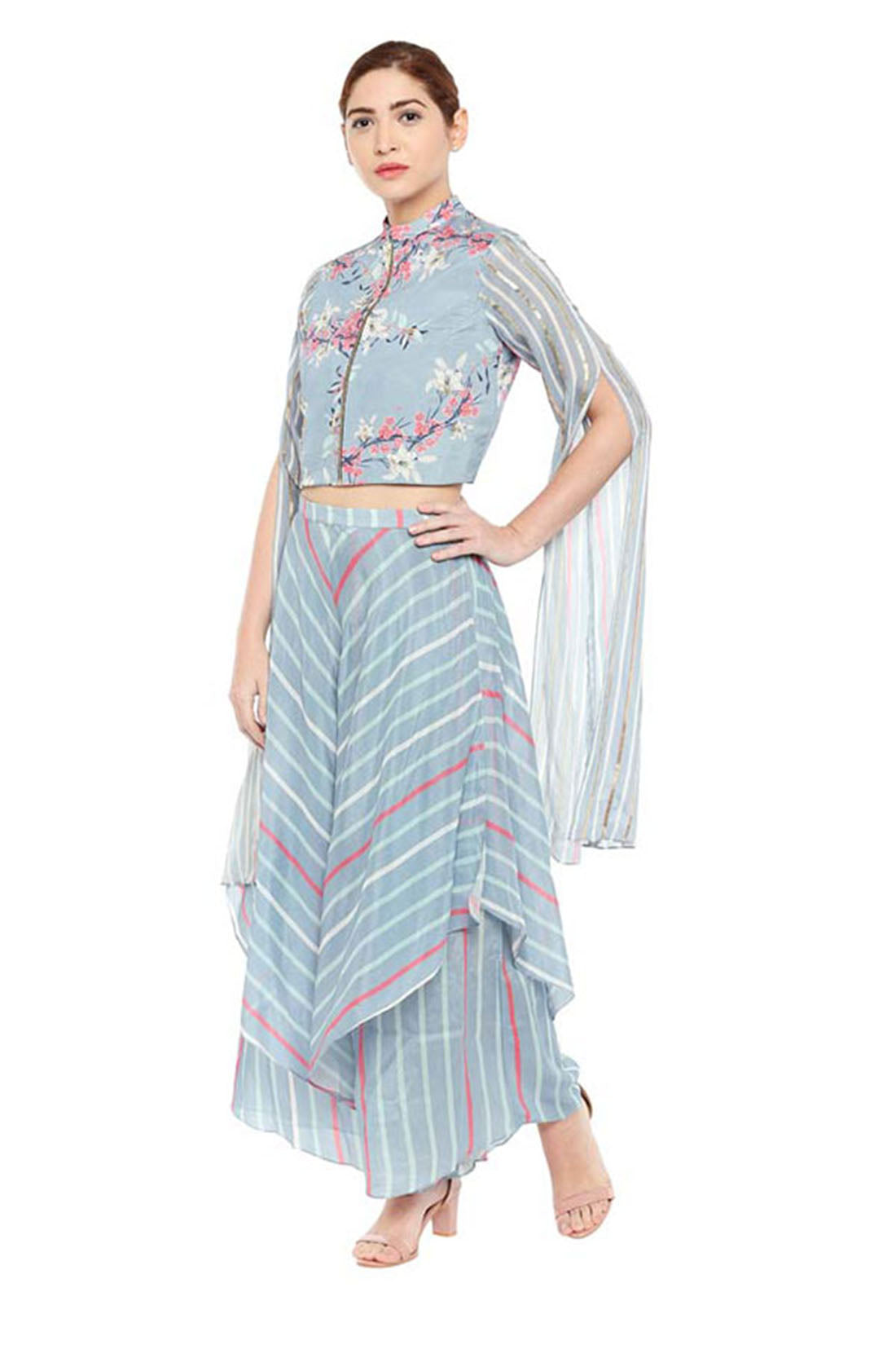 Palash Printed Crop Top With Layered Pant