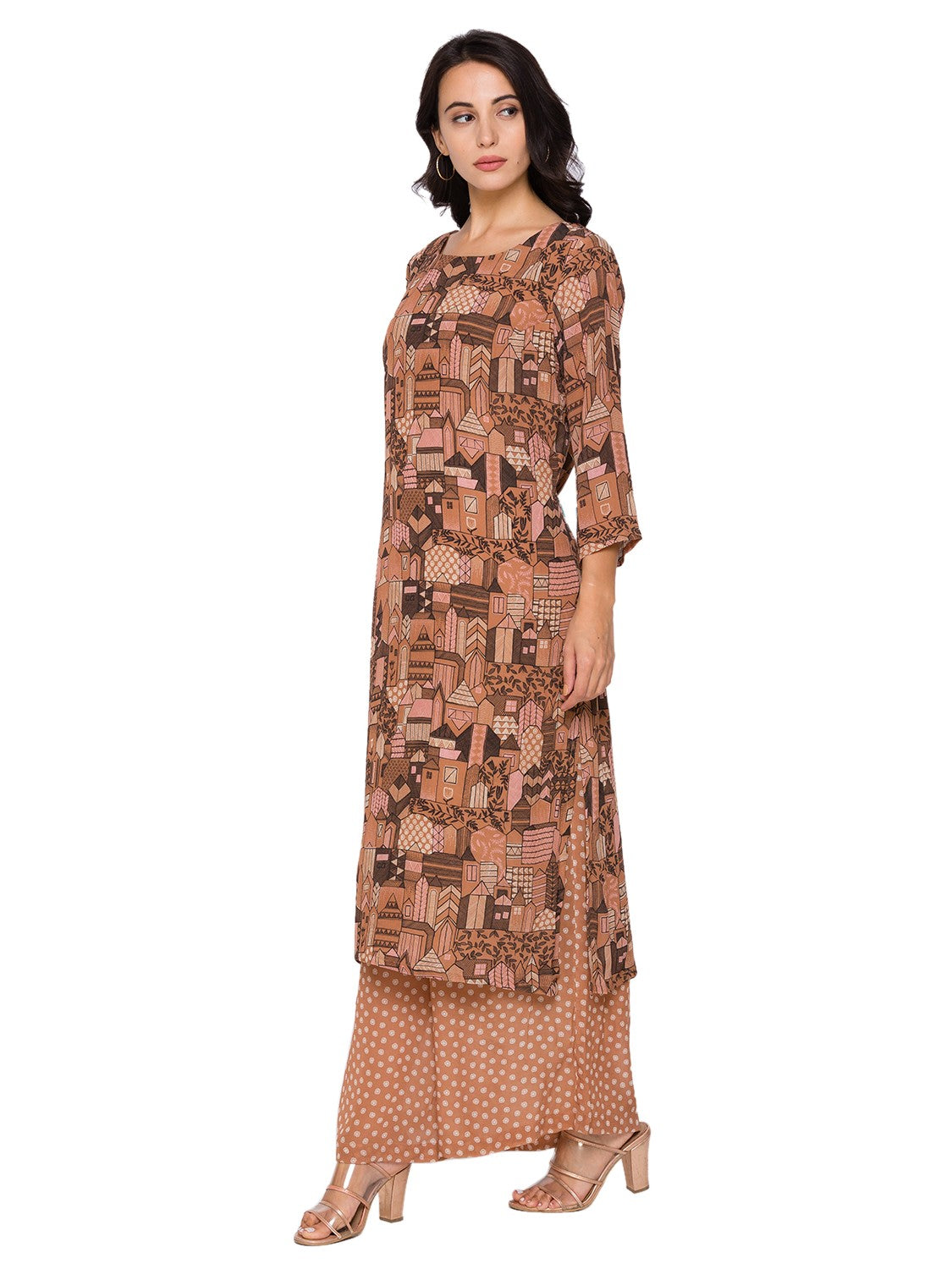 Maskaan Printed Kurta Paired With Printed Pants