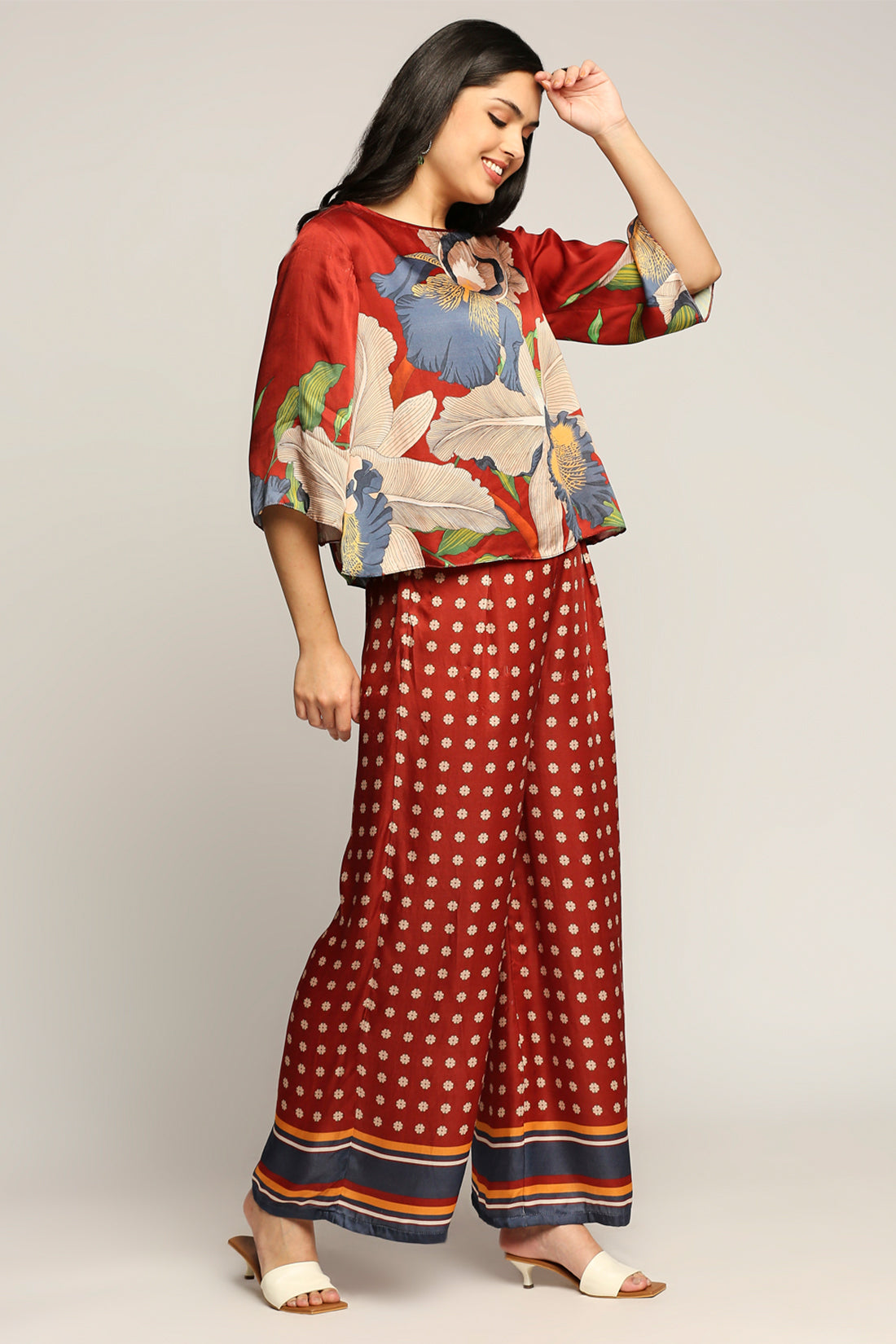 Maroon Orchid Bloom Printed Co-Ord Set