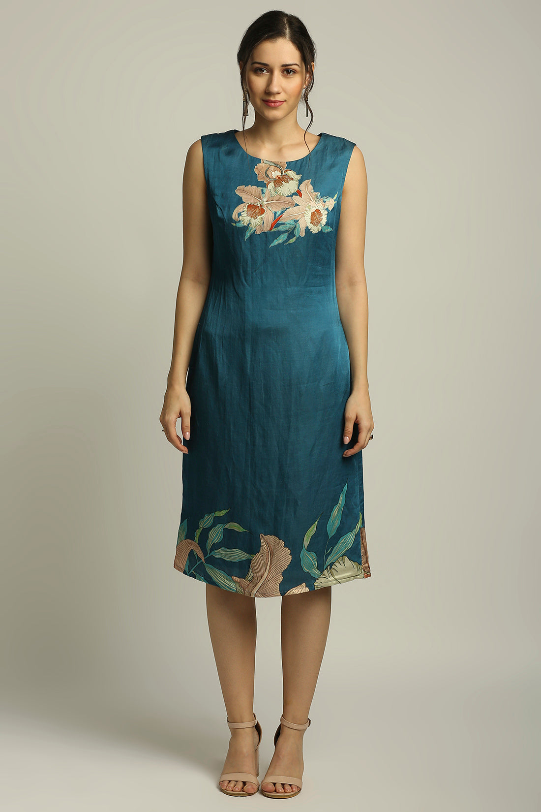 Orchid Bloom Printed Dress With Peplum Jacket