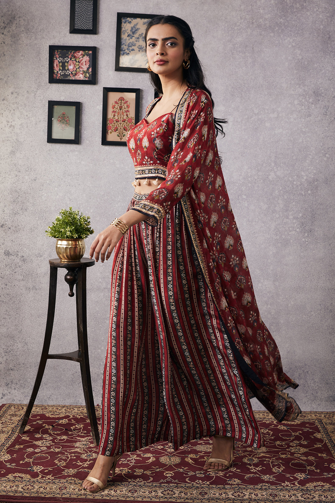 Sarouk Embroidered Co-Ord Set With Jacket