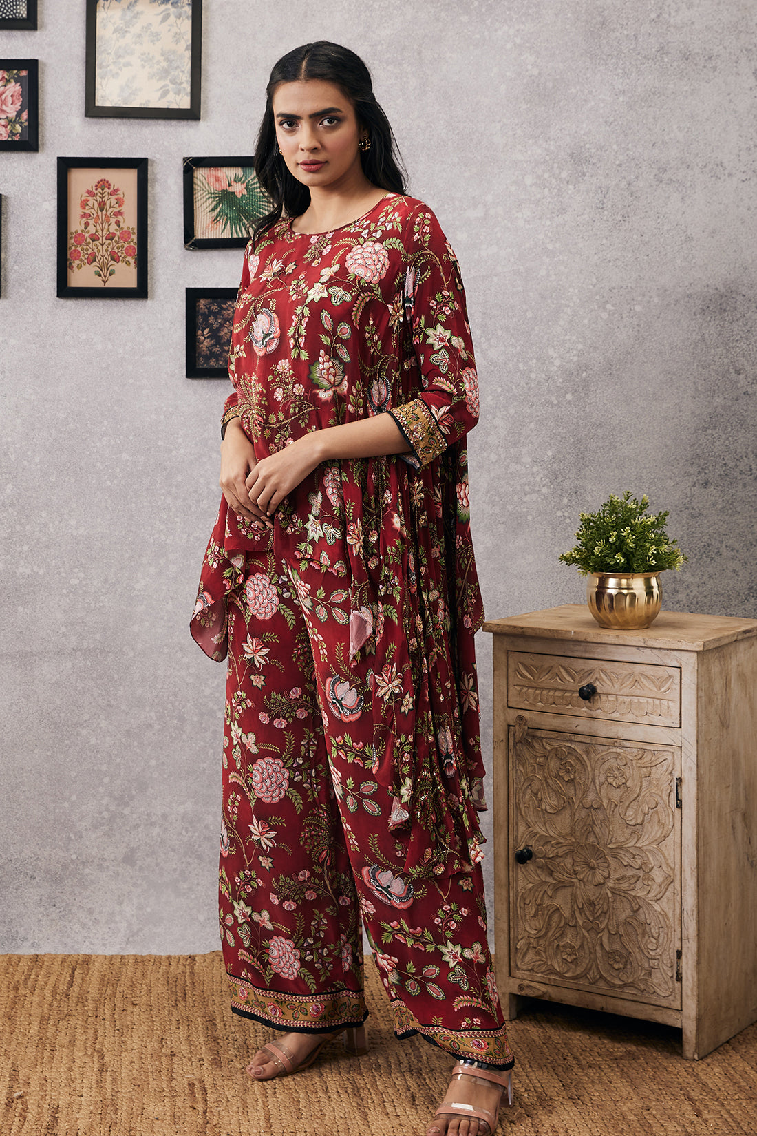 Mehr Embroidered Asymmetric Co-Ord Set
