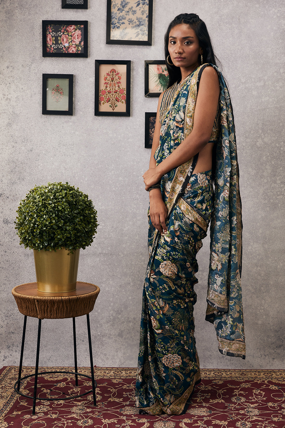 Mehr Embroidered Pre-Draped Saree