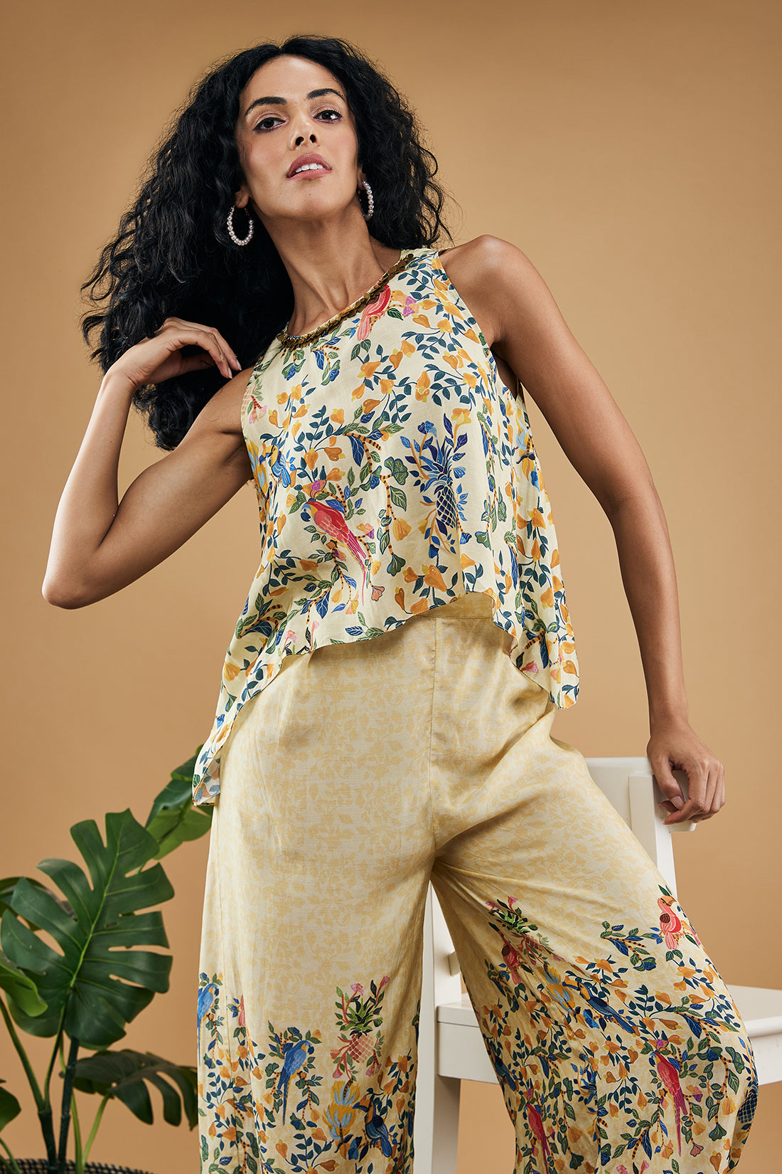 Bird And Tile Printed Co-Ord Set