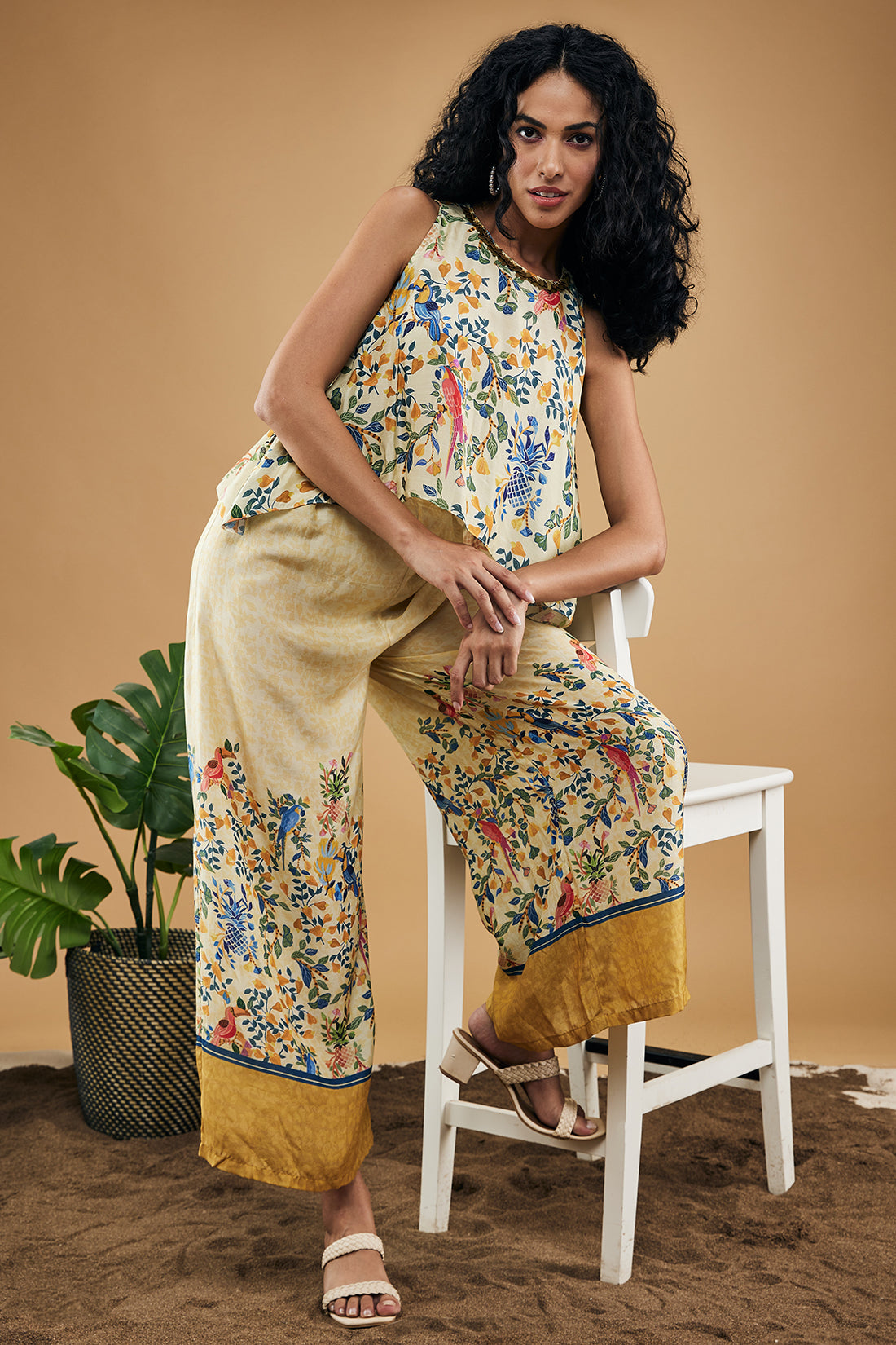 Bird And Tile Printed Co-Ord Set
