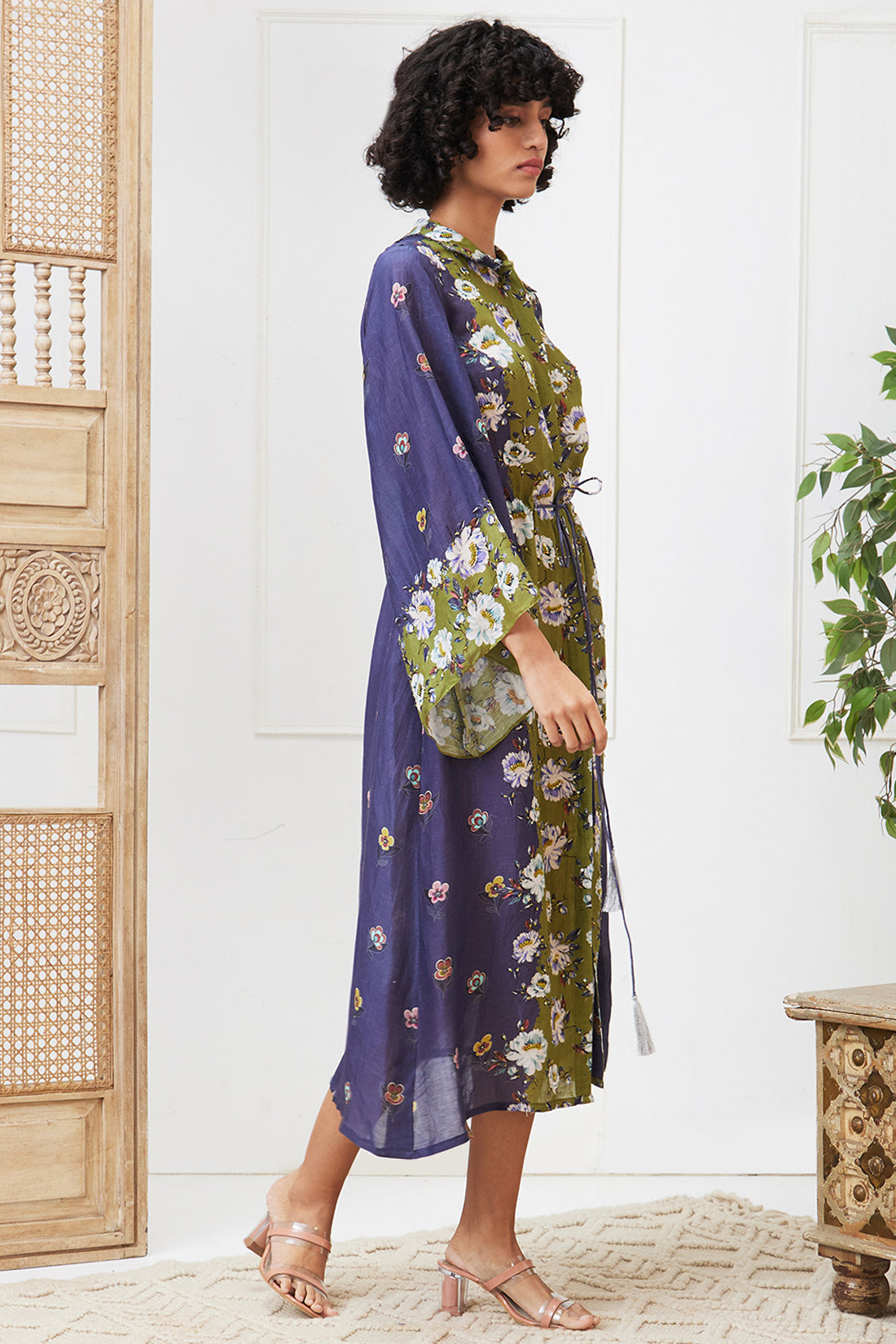 Tasnim Embellished Dress With Waist Tie-Up