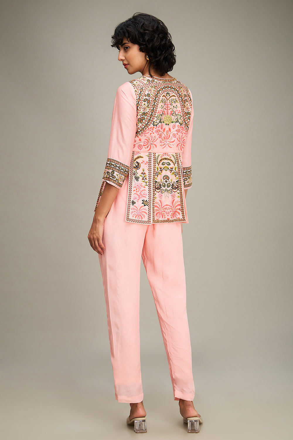 Mehr Embroidered Peplum Top With Pants