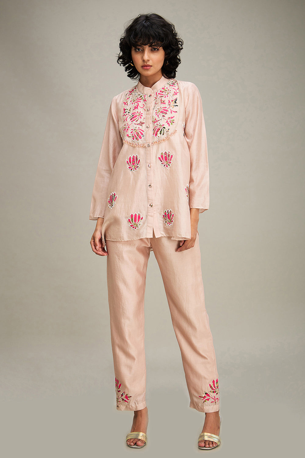 Light Pink Mehr Applique Co-Ord Set