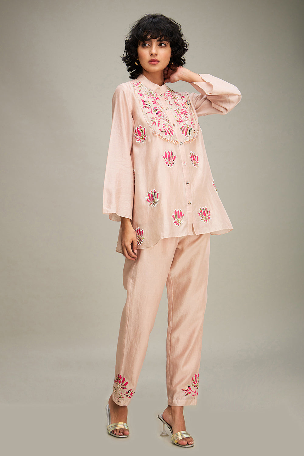 Light Pink Mehr Applique Co-Ord Set