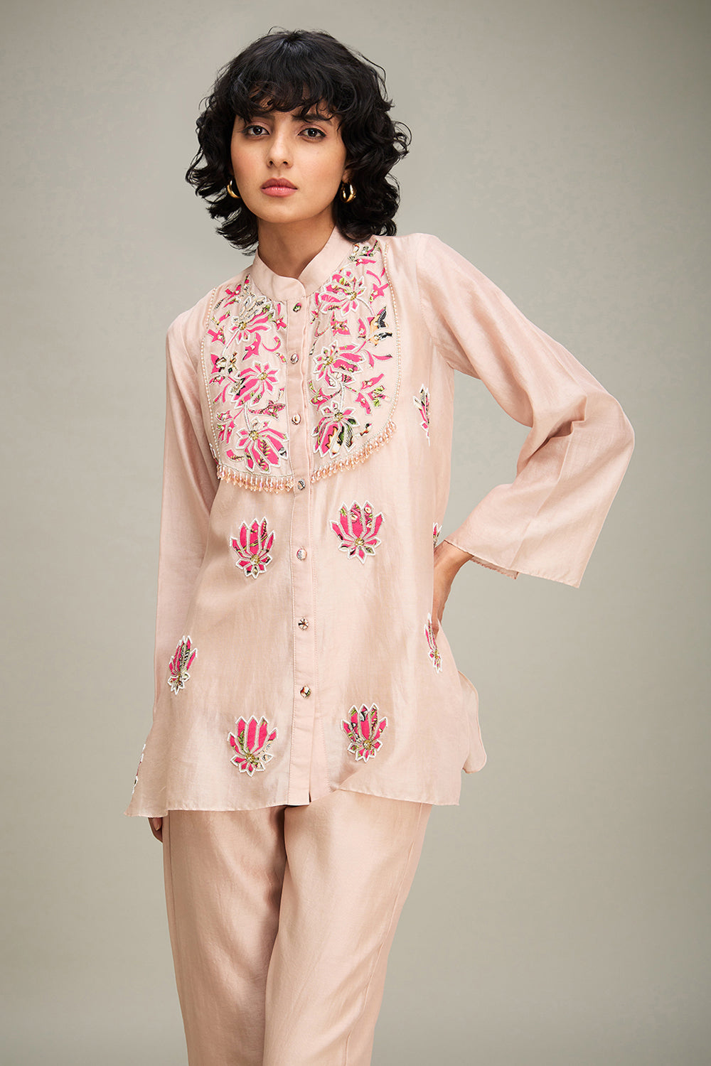 Light Pink Mehr Applique Co-Ord Set