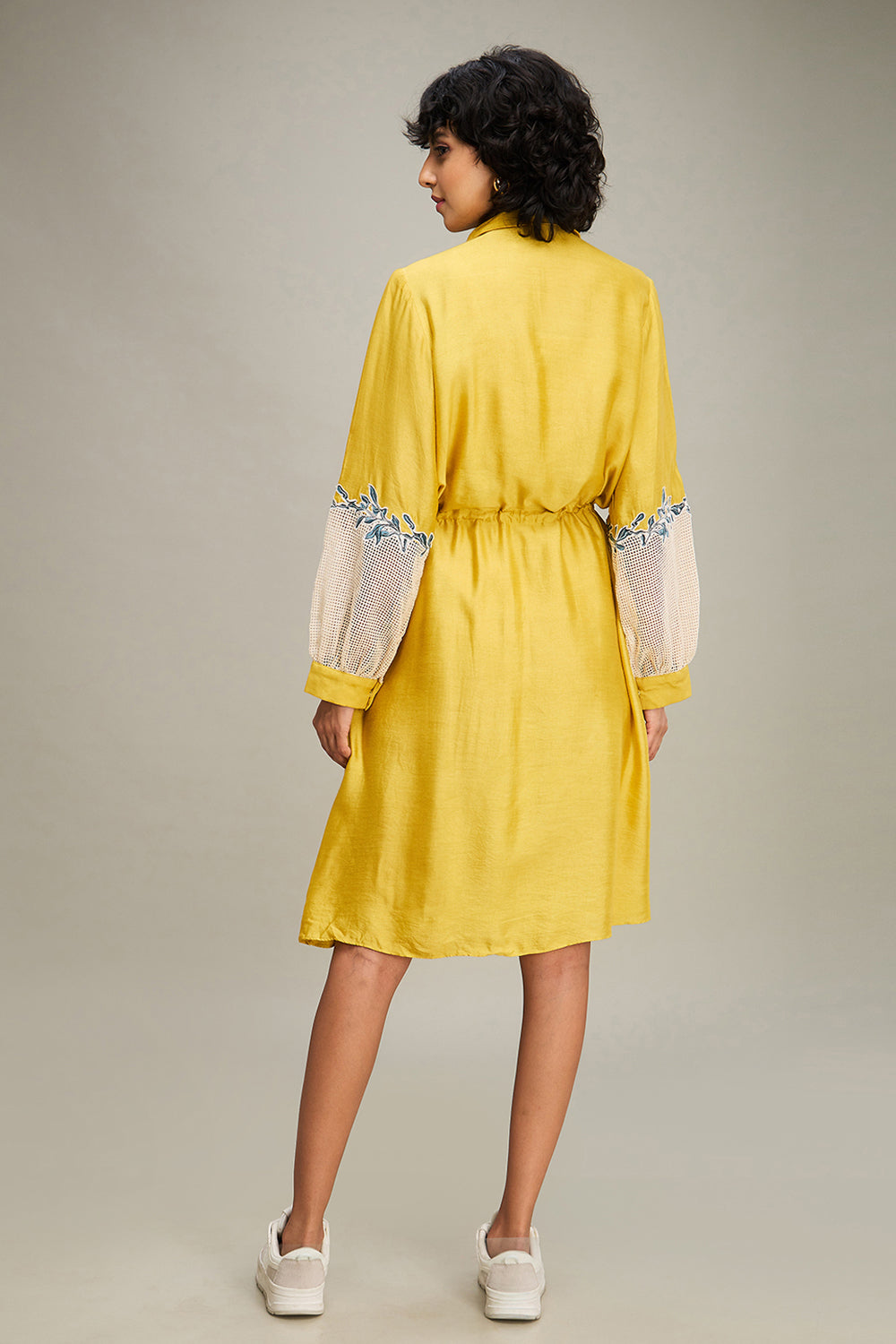 Yellow Zinnia Applique Long Dress