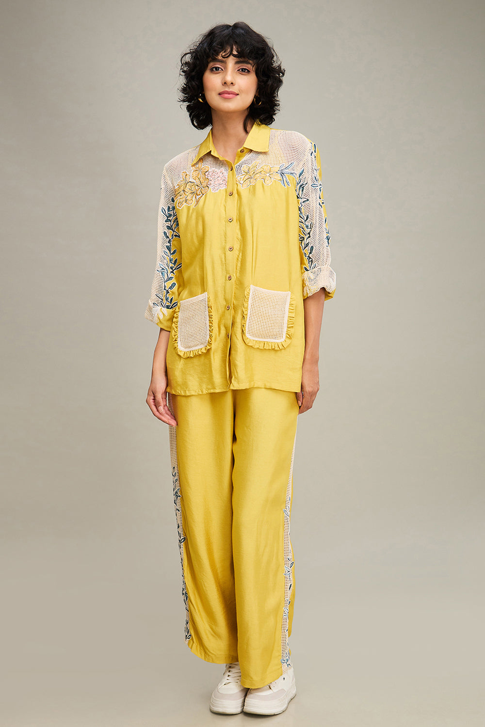 Yellow Zinnia Applique Co-Ord Set