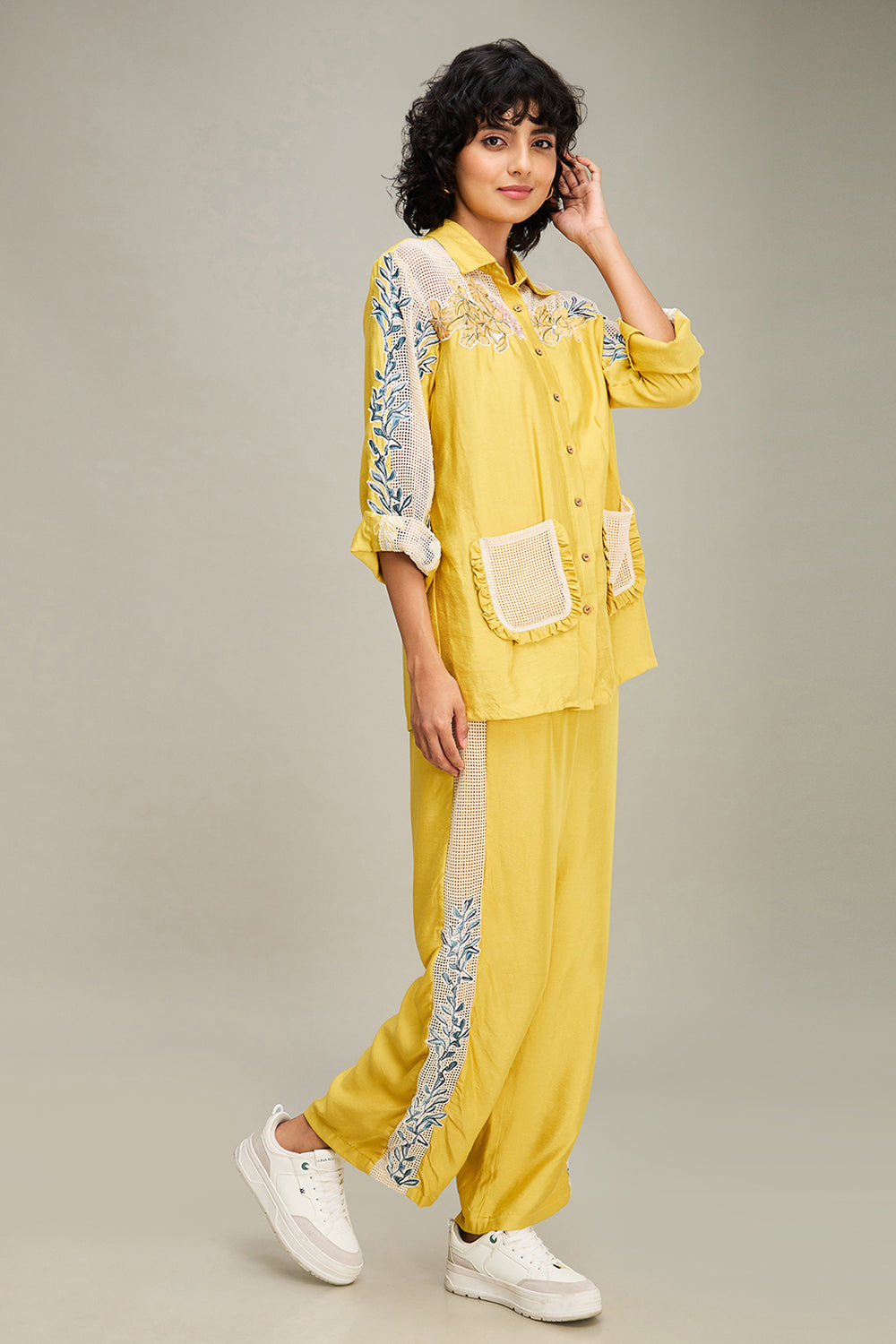 Yellow Zinnia Applique Co-Ord Set