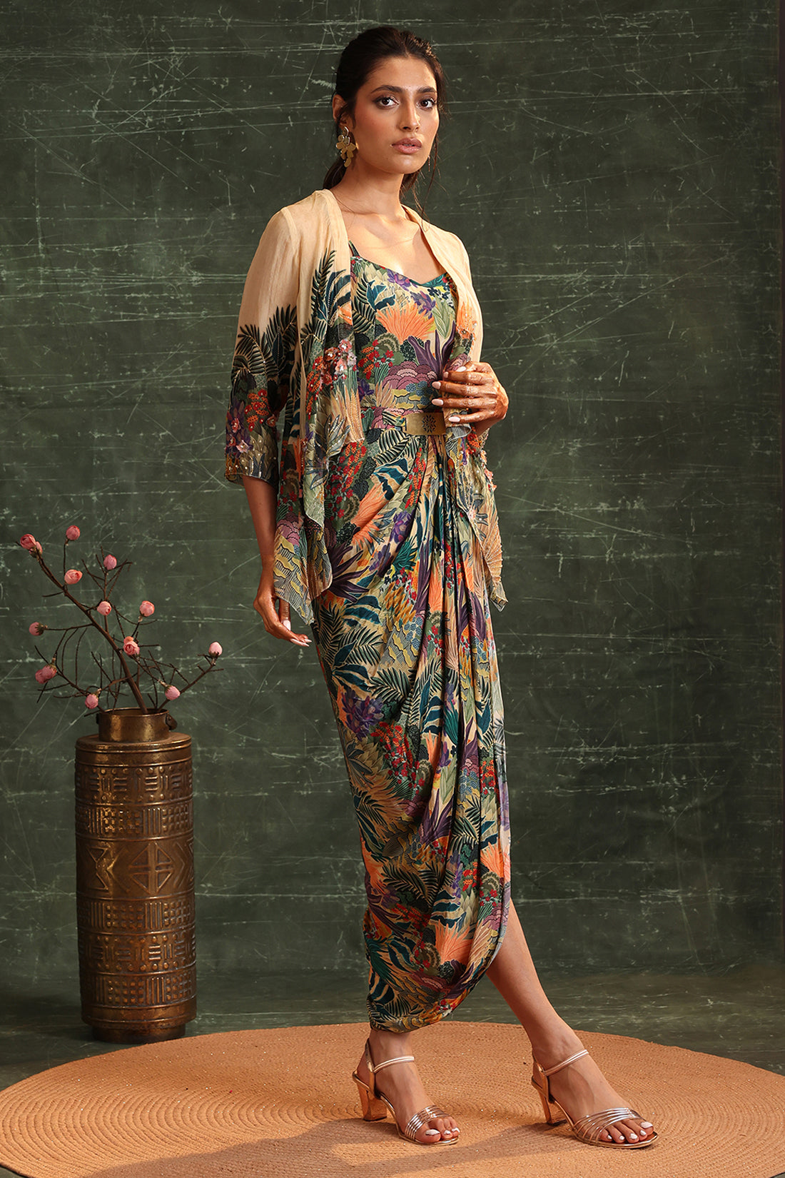 Kaira Embellished Drape Dress Set