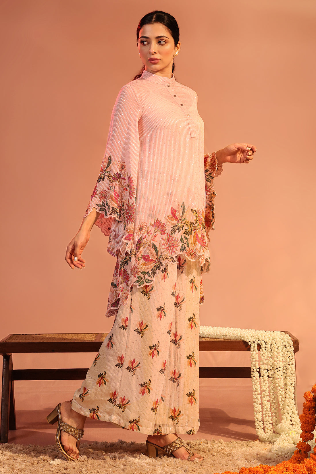 Aarani Applique Overlap Jumpsuit With Belt | Sougat Paul