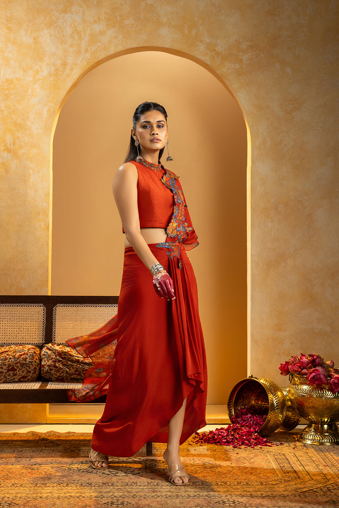 Rangtara Appliqued pre-stitched saree