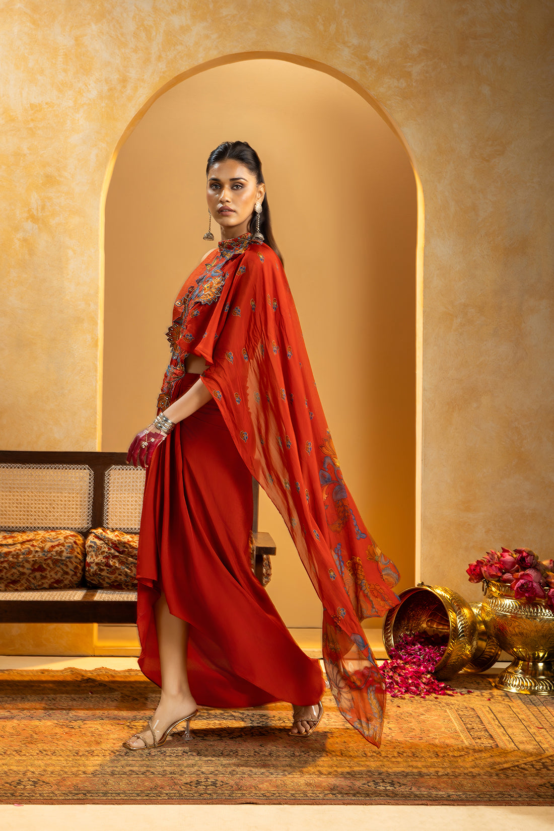 Rangtara Appliqued pre-stitched saree