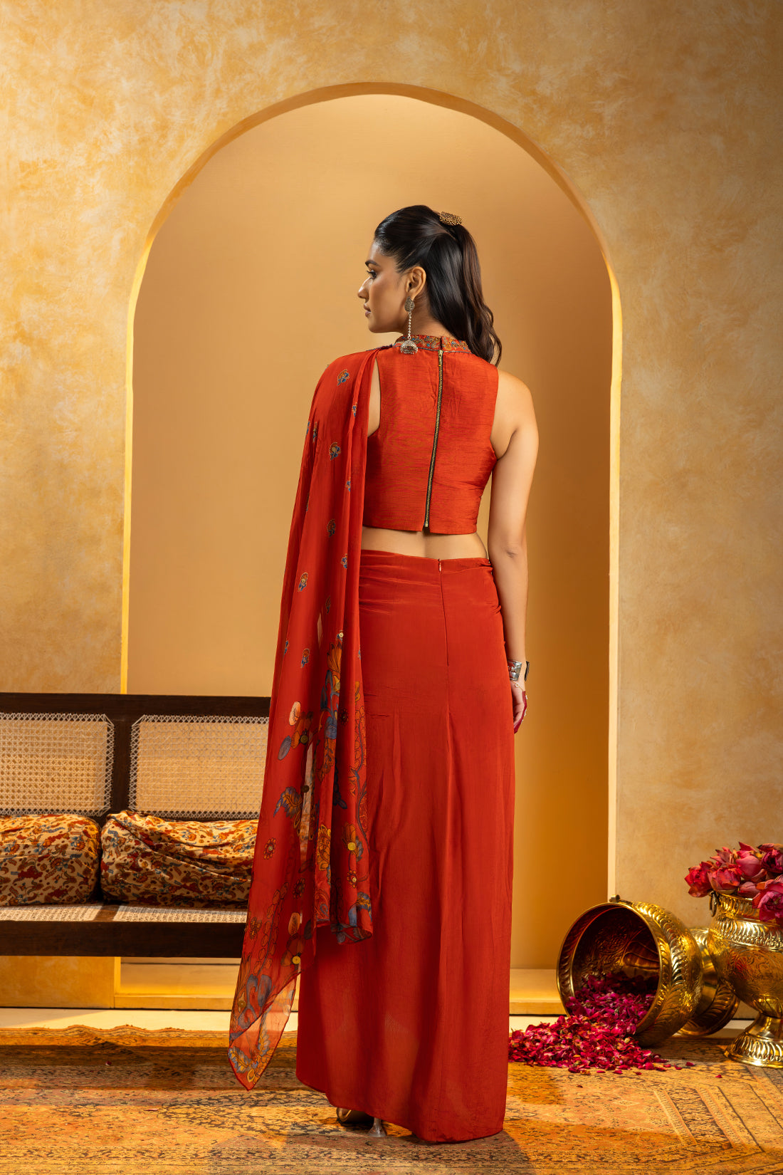 Rangtara Appliqued pre-stitched saree