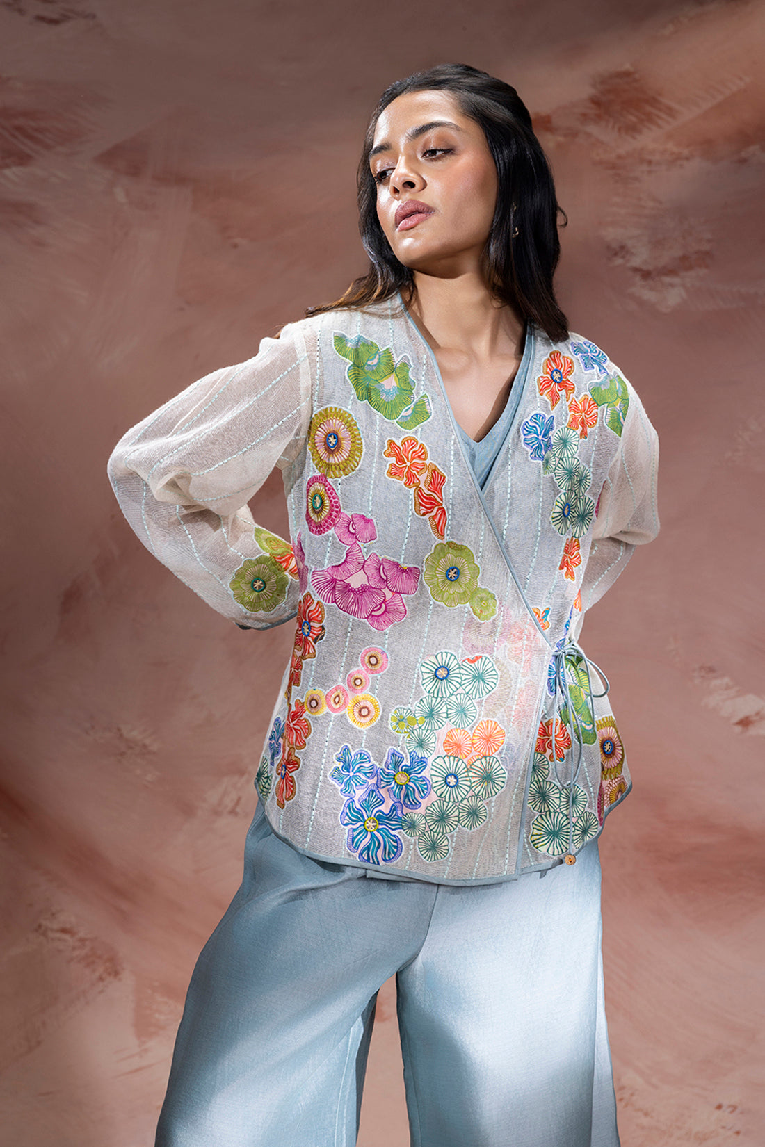 Kaia Appliqué Angarkha Tunic And Pants