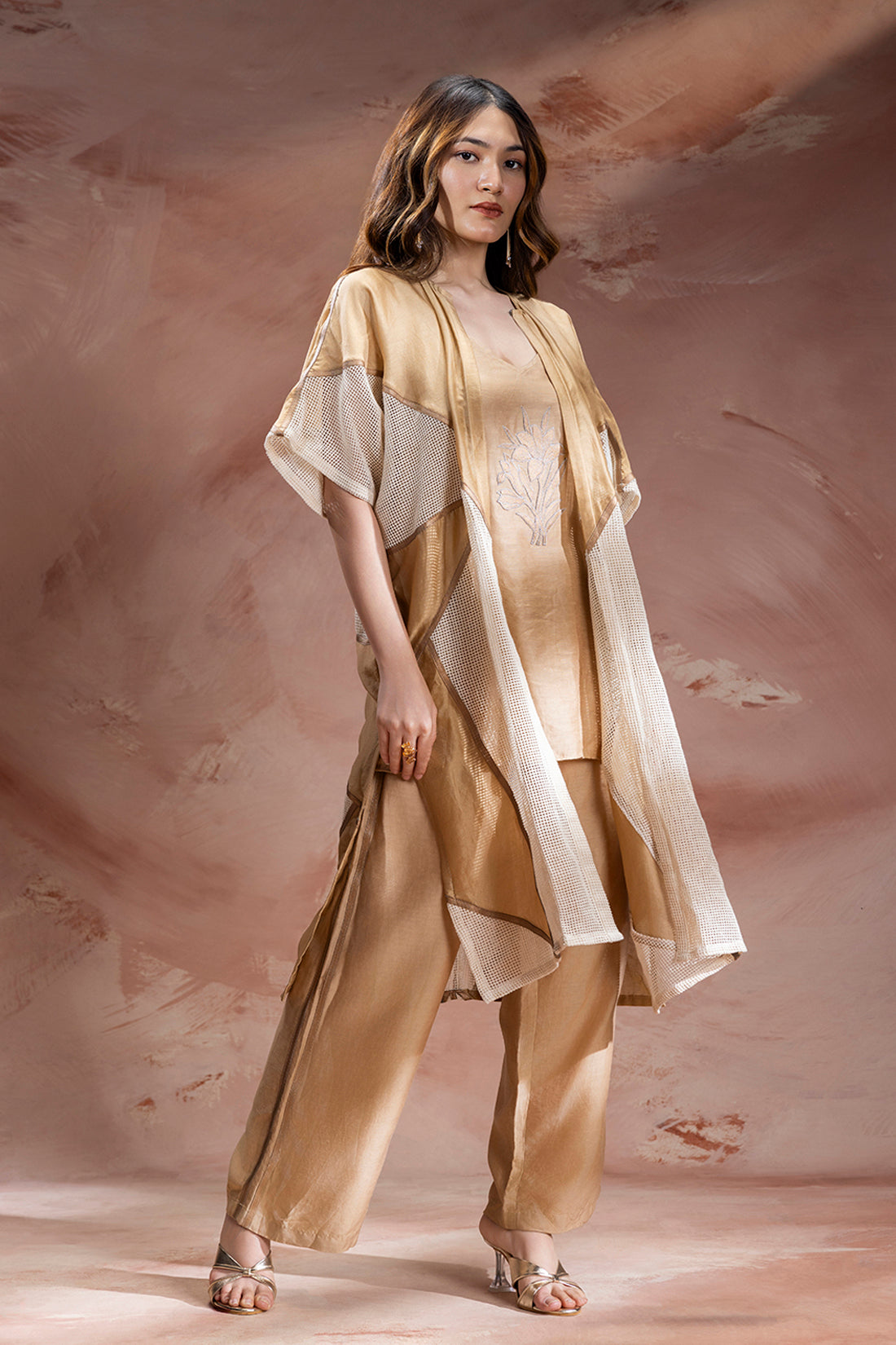 Zinnia Appliqué  Jacket And Pants Set