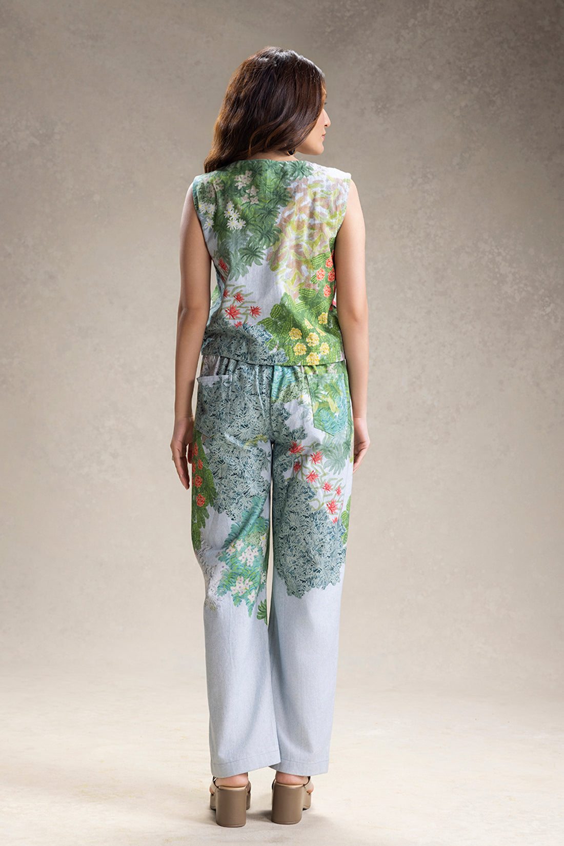 Blume Printed Tie-Up Top And Pants