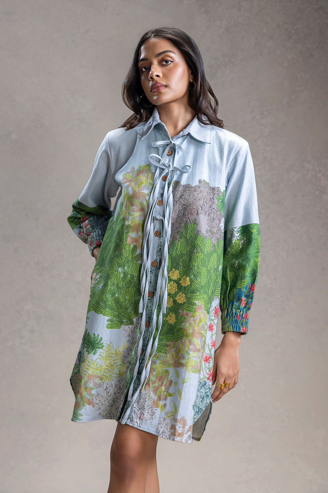 Blume Tie-Up Detailed Shirt Dress