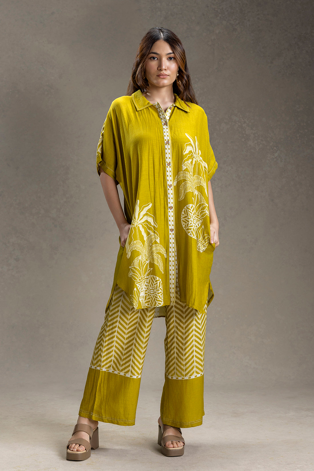 Kyomi Printed Kimono Kurta Set
