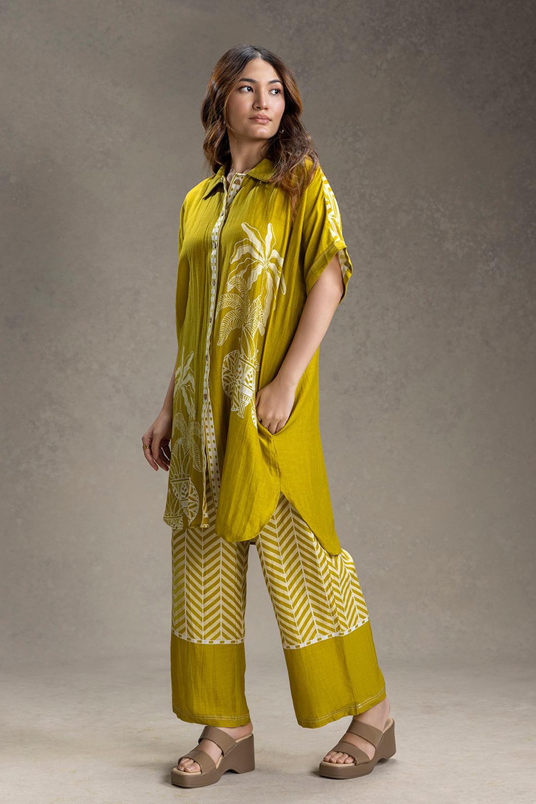 Kyomi Printed Kimono Kurta Set