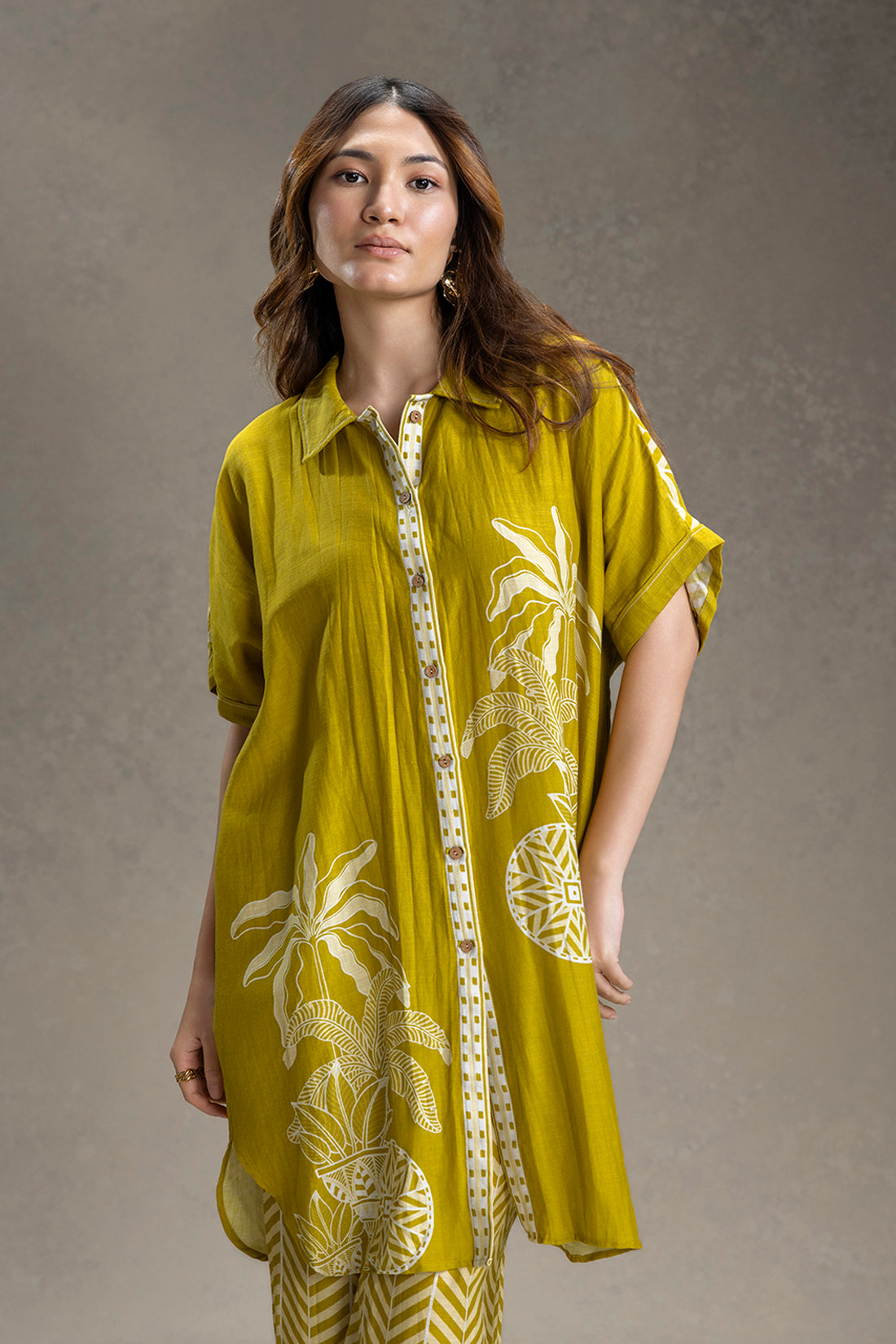 Kyomi Printed Kimono Kurta Set