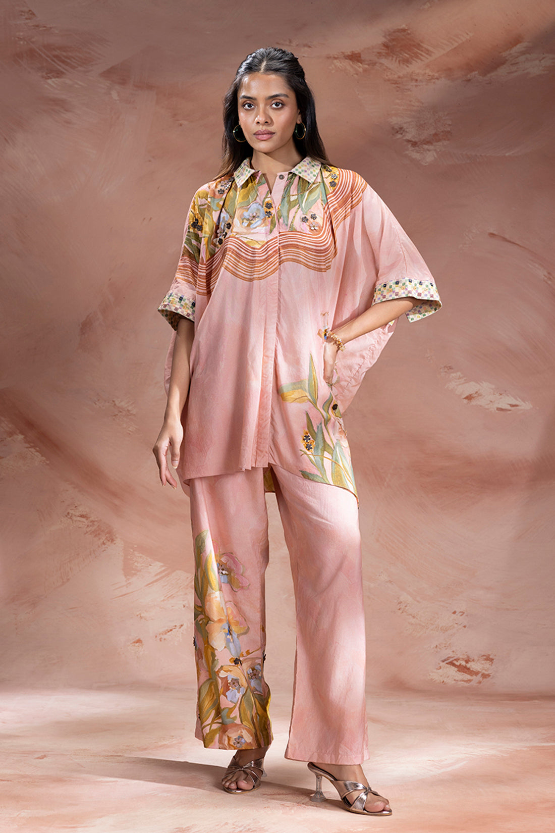 Zeya Embellished Kimono Tunic And Pants