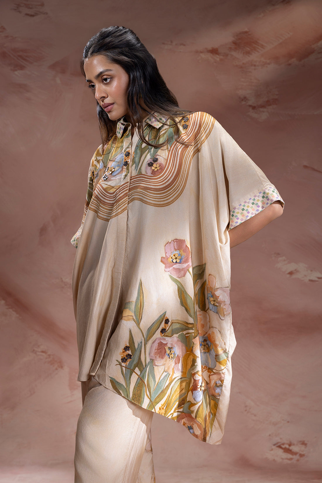 Zeya Embellished Kimono Tunic And Pant