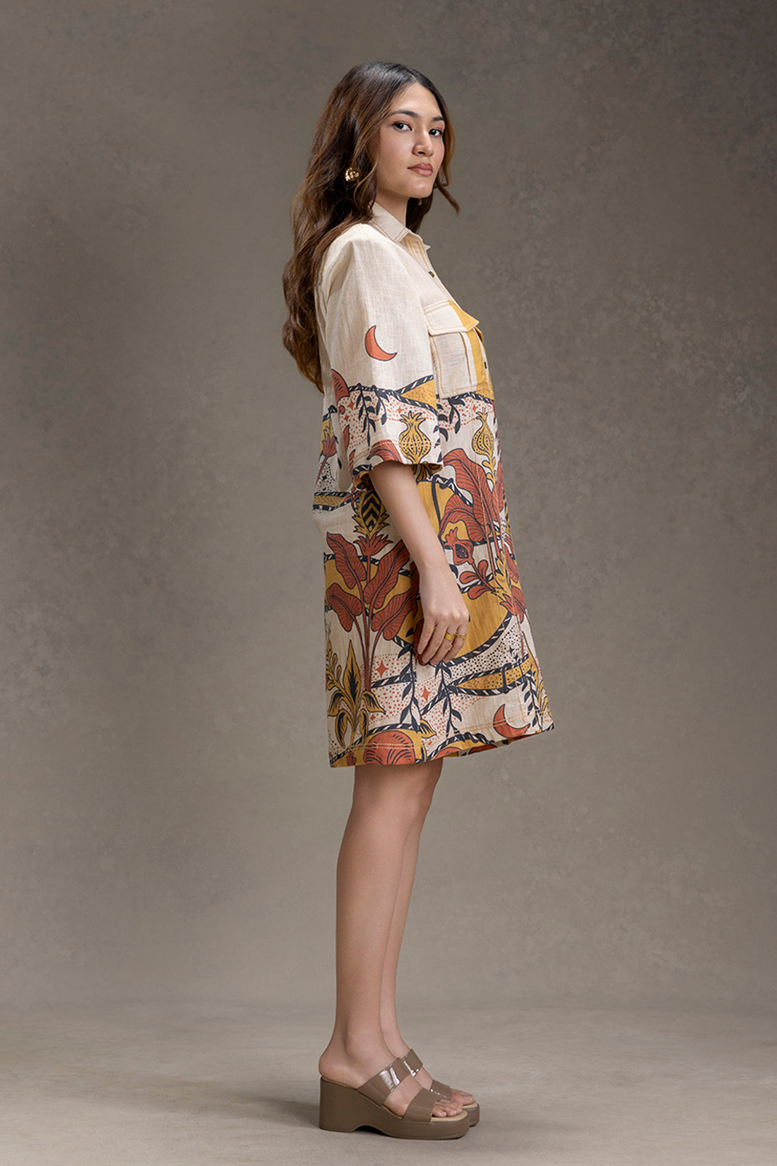 Naomi  Printed Boxy Shirt Dress