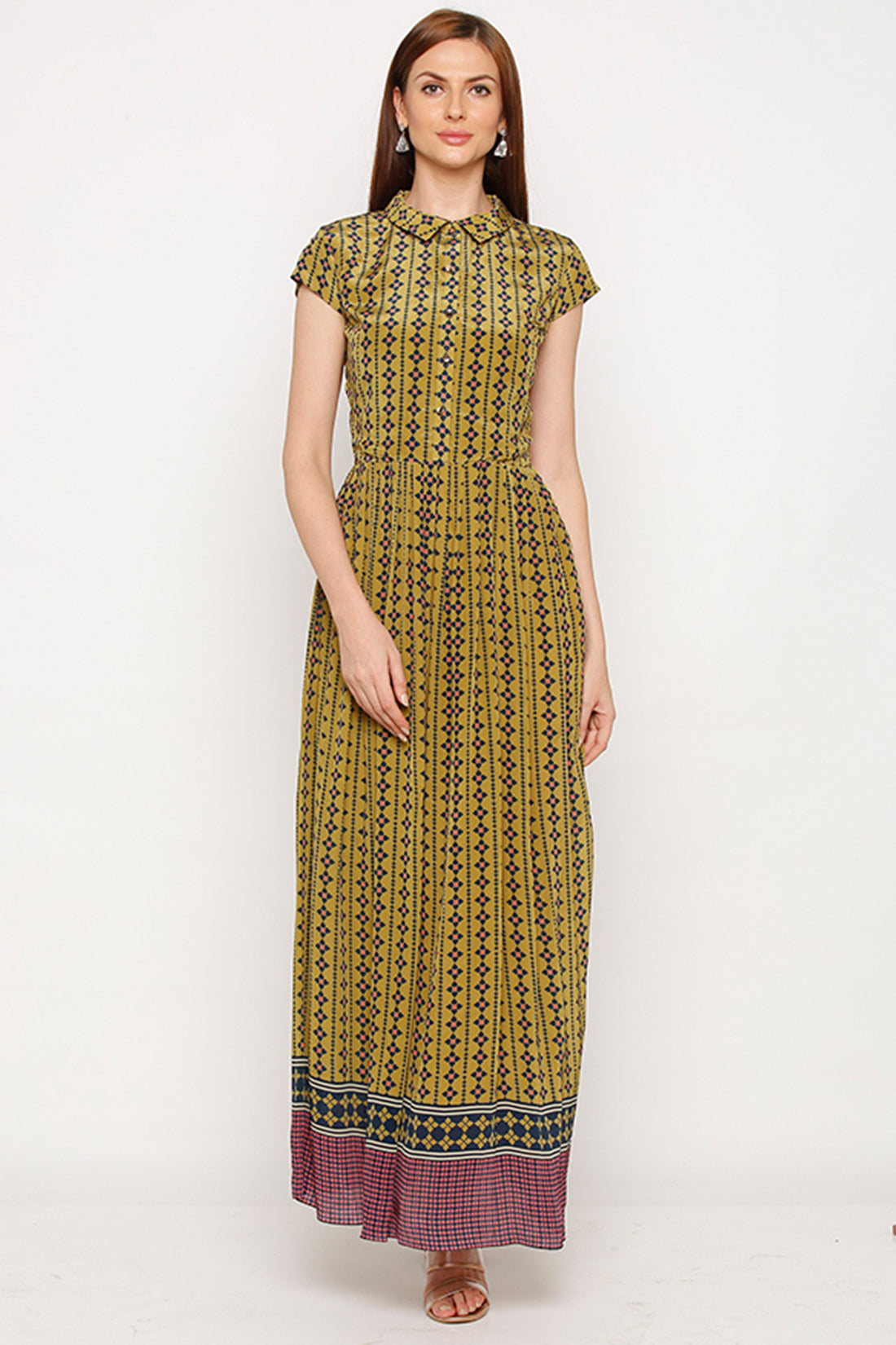 Tiraz Printed Long Dress With Jacket