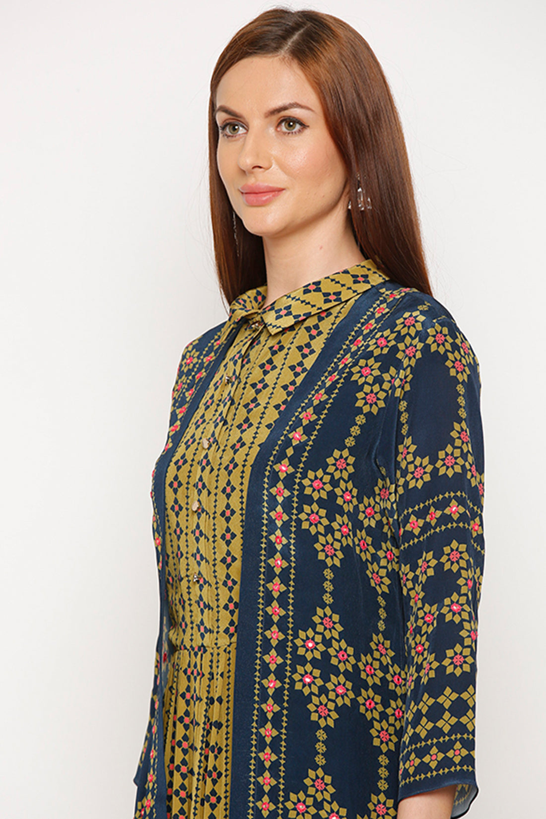 Tiraz Printed Long Dress With Jacket