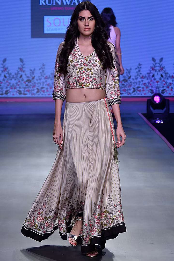 Ivory Bias Cut Lehenga Set