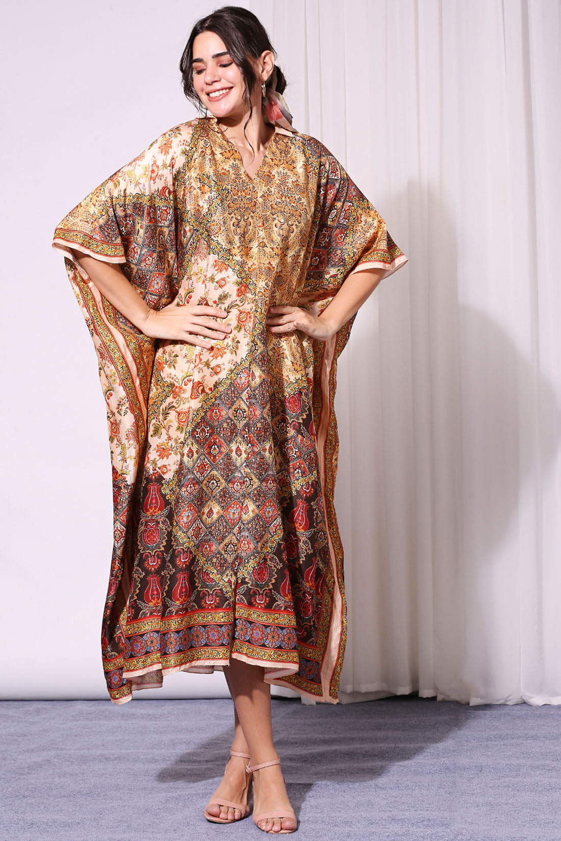 Applique Printed Kaftaan Dress