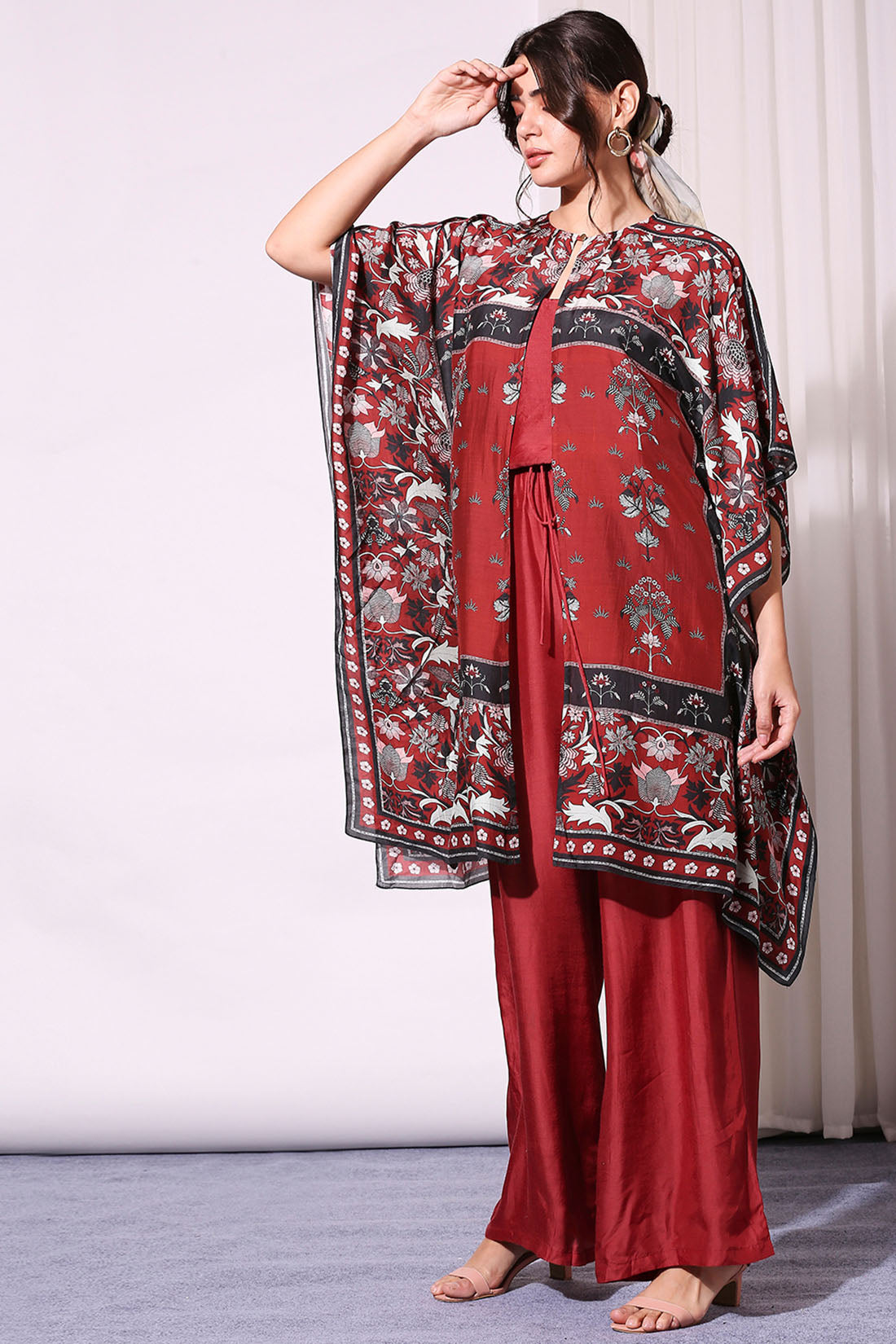 Jumpsuit Paired With Night Floral Kaftaan Jacket