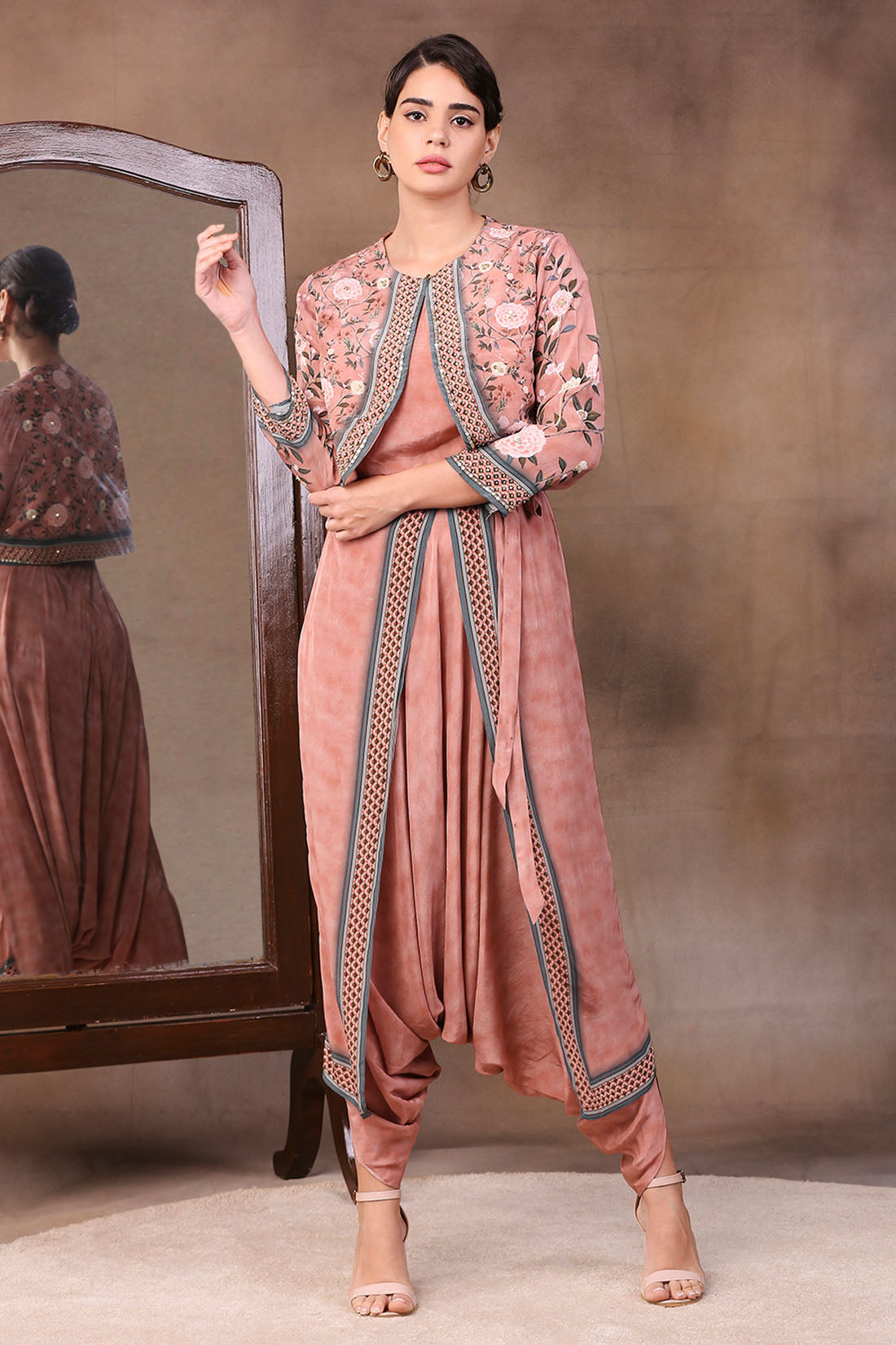 Vintage Trails Printed Dhoti Style Jumpsuit With Jacket