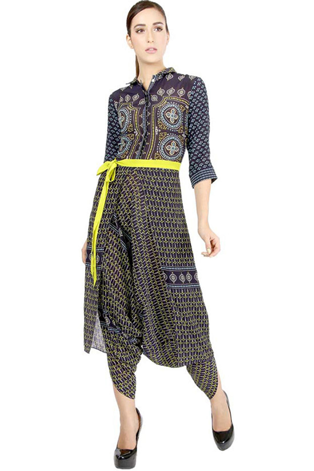 Azuleza Printed Jumpsuit With Belt