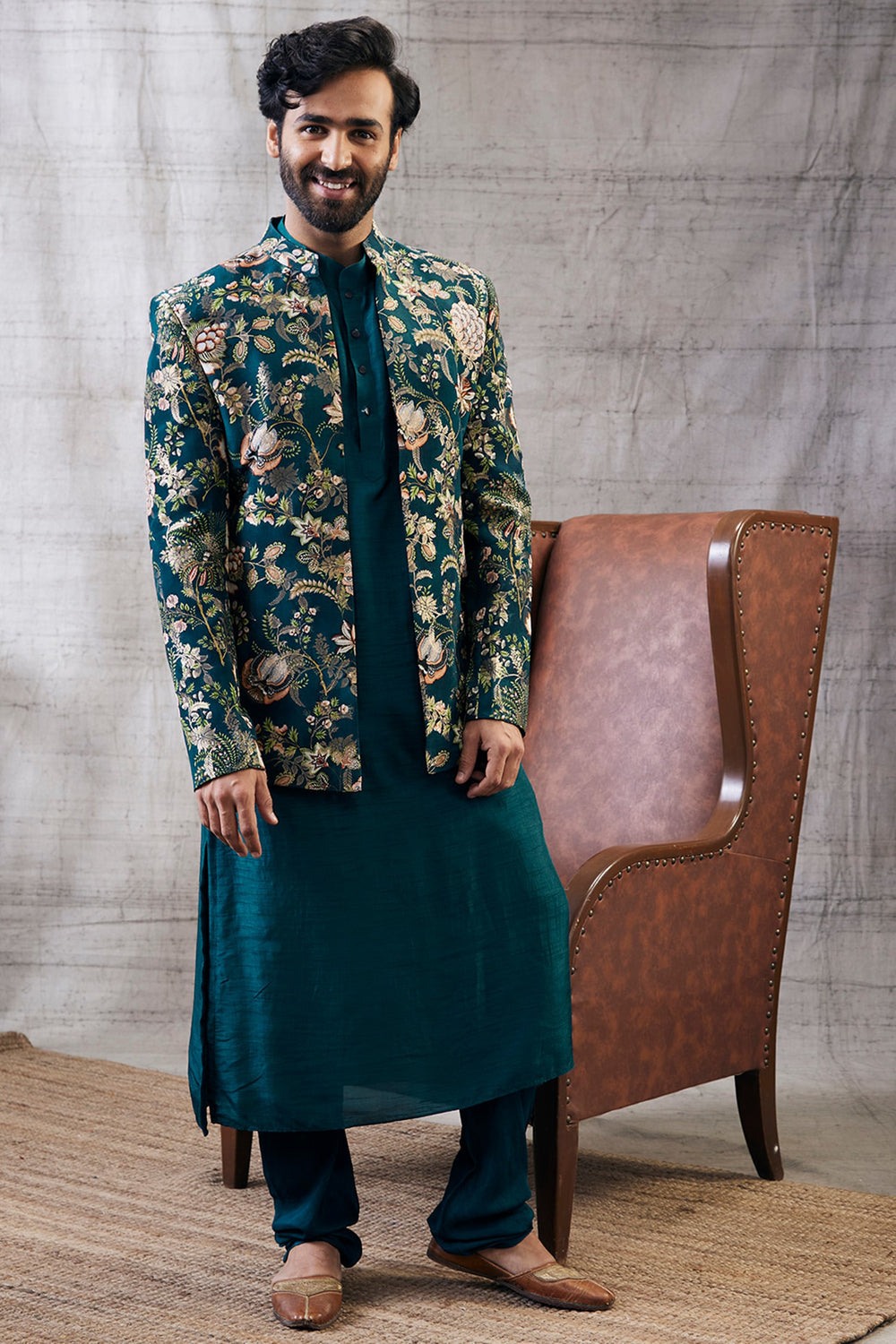 Mehr Printed Jacket With Kurta Set