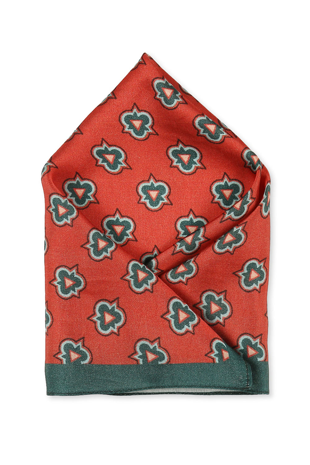 Red Ethnic Folklore Printed Pocket Square