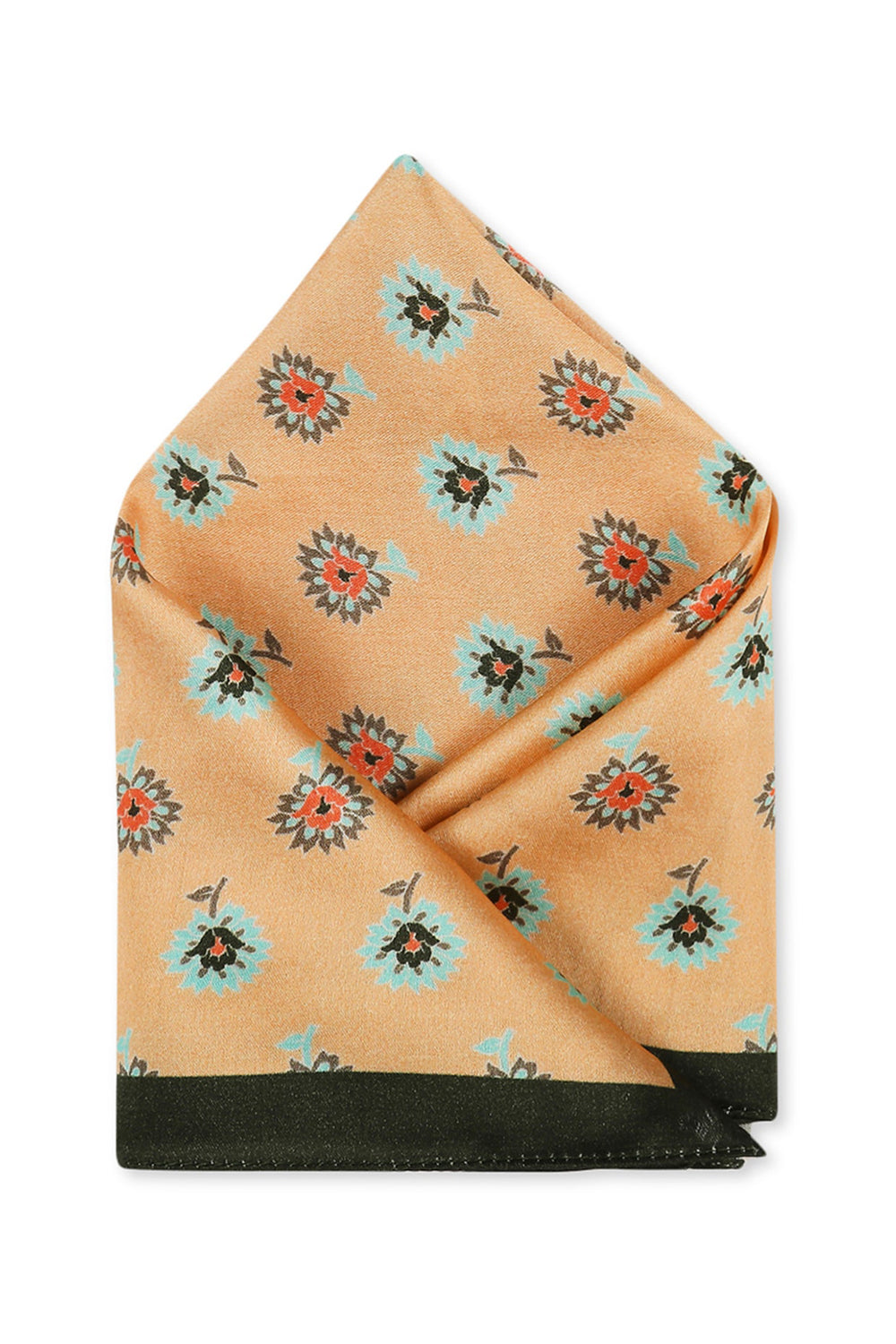 Peach Ethnic Folklore Printed Pocket Square