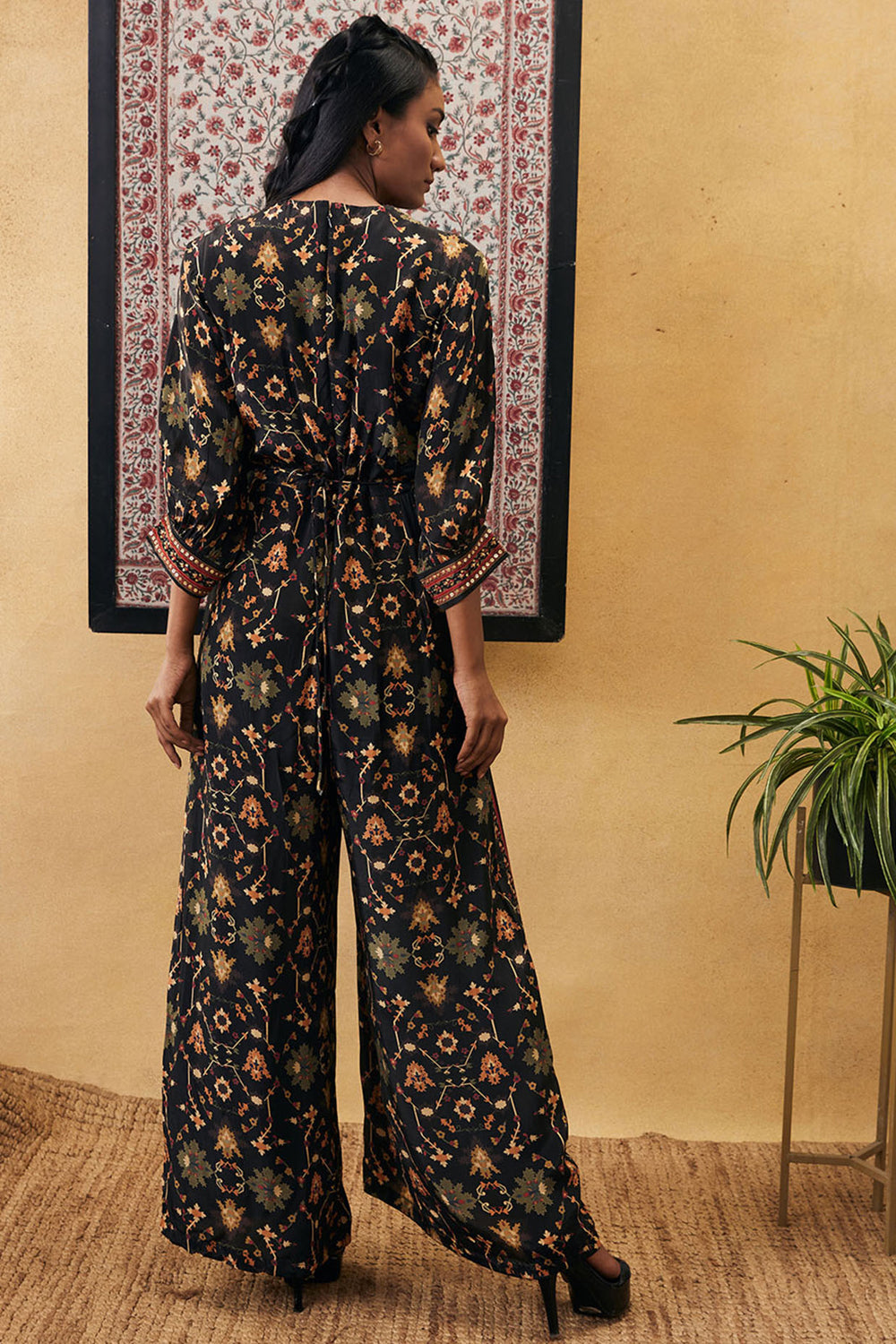 Zahra Printed Overlap Jumpsuit With Belt