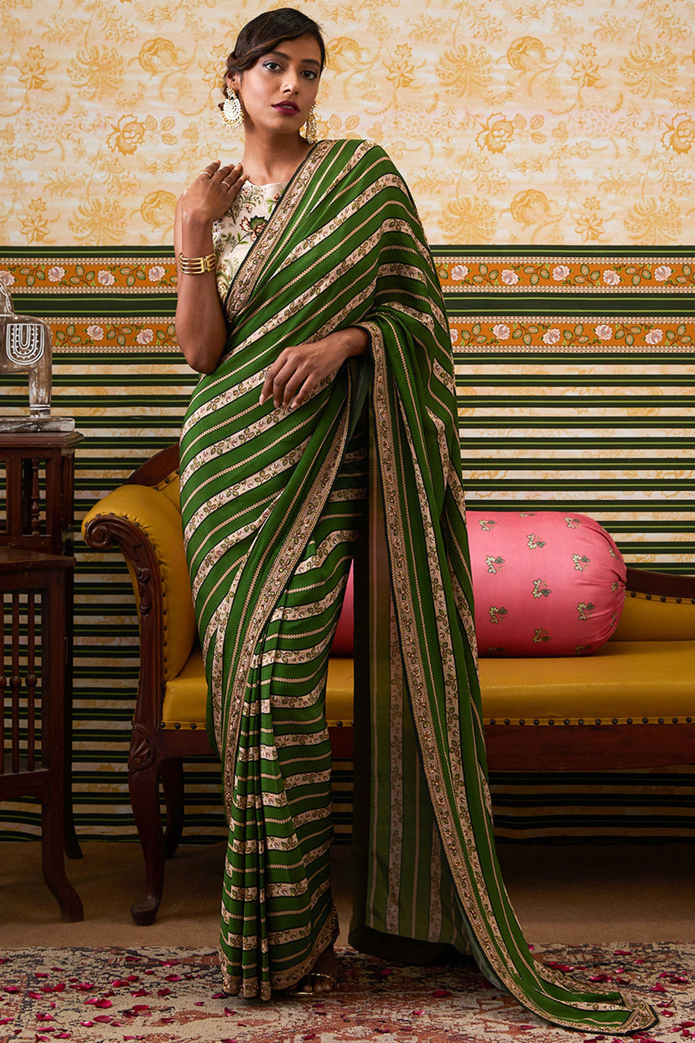 Mehr Embroidered Pre-Draped Saree